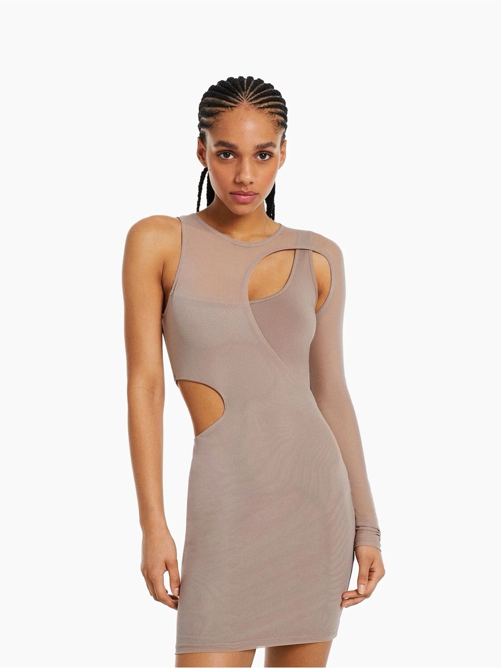 Bershka asymmetric mesh dress